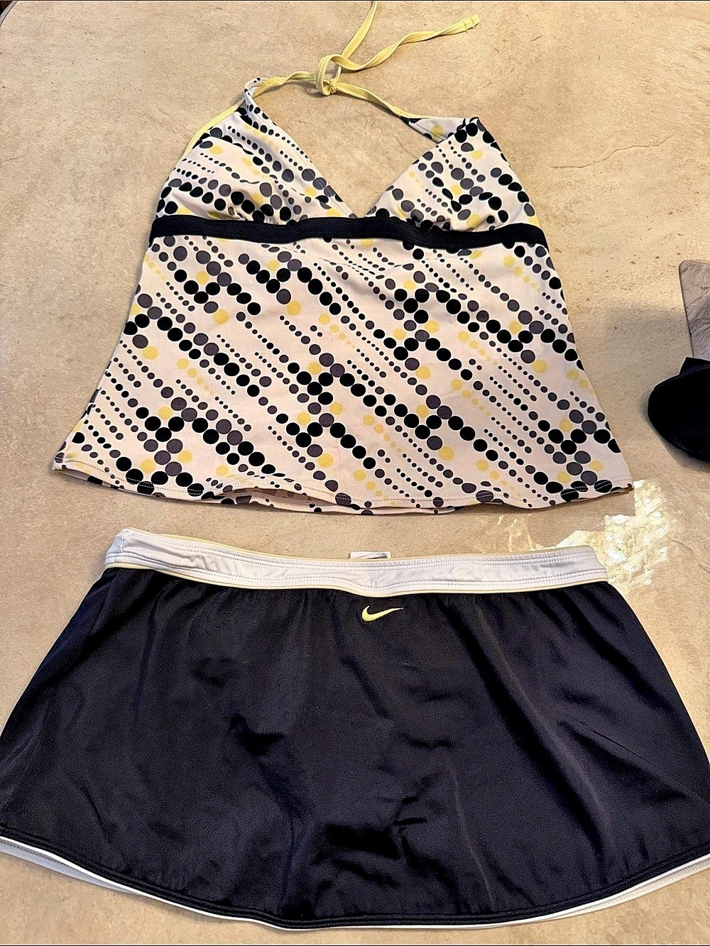 Nike Swim two-piece swimsuit Geometric Two-Piece halter top Swimsuit and skirted